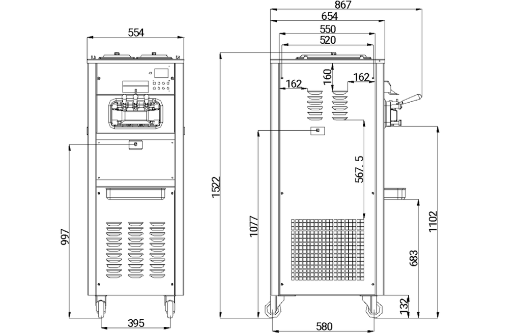Fabricadora de soft Nutec S1 | dimensiones